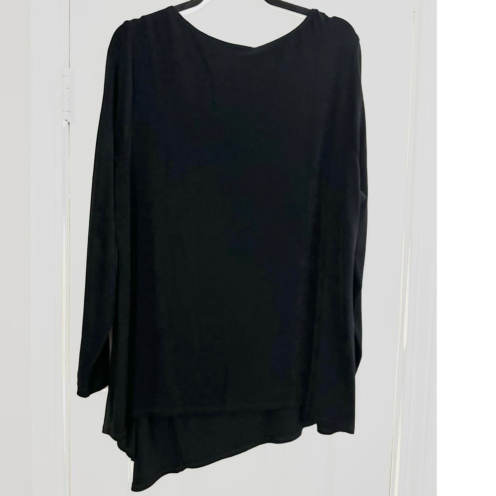 Chico’s Traveler Stretchy Black Asymmetrical Hem Long Sleeve Tunic Sz 3 (16/XL) - Picture 3 of 4